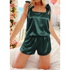 image:imageEkouaer Womens Silk Pajama Set Bow Tie Knot Tank Top Satin Pjs Sets SXXLLake Green
