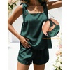 image:imageEkouaer Womens Silk Pajama Set Bow Tie Knot Tank Top Satin Pjs Sets SXXLLake Green