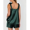 image:imageEkouaer Womens Silk Pajama Set Bow Tie Knot Tank Top Satin Pjs Sets SXXLLake Green
