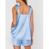 image:imageEkouaer Womens Silk Pajama Set Bow Tie Knot Tank Top Satin Pjs Sets SXXLLight Blue