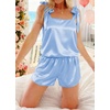 image:imageEkouaer Womens Silk Pajama Set Bow Tie Knot Tank Top Satin Pjs Sets SXXLLight Blue