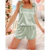 image:imageEkouaer Womens Silk Pajama Set Bow Tie Knot Tank Top Satin Pjs Sets SXXLLight Green
