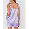 image:imageEkouaer Womens Silk Pajama Set Bow Tie Knot Tank Top Satin Pjs Sets SXXLLilac