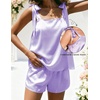 image:imageEkouaer Womens Silk Pajama Set Bow Tie Knot Tank Top Satin Pjs Sets SXXLLilac
