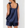 image:imageEkouaer Womens Silk Pajama Set Bow Tie Knot Tank Top Satin Pjs Sets SXXLNavy Blue