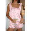 image:imageEkouaer Womens Silk Pajama Set Bow Tie Knot Tank Top Satin Pjs Sets SXXLPink Striped Bow Print