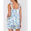 image:imageEkouaer Womens Silk Pajama Set Bow Tie Knot Tank Top Satin Pjs Sets SXXLVintage Floral Blue