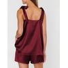 image:imageEkouaer Womens Silk Pajama Set Bow Tie Knot Tank Top Satin Pjs Sets SXXLWine Red