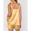 image:imageEkouaer Womens Silk Pajama Set Bow Tie Knot Tank Top Satin Pjs Sets SXXLYellow