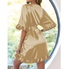 image:imageEkouaer Womens Silk Robe Short Satin Kimono Bathrobe Bridesmaid SleepwearGold