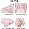 image:imageEkouaer Womens Silk Robe Short Satin Kimono Bathrobe Bridesmaid SleepwearPink Leopard Print