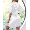 image:imageEkouaer Womens Silk Robe Short Satin Kimono Bathrobe Bridesmaid SleepwearPure White