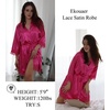 image:imageEkouaer Womens Silk Robes Short Lace Trim Satin Bride Bathrobe with PocketsHot Pink