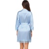 image:imageEkouaer Womens Silk Robes Short Lace Trim Satin Bride Bathrobe with PocketsLight Blue