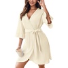 image:imageEkouaer Robes for Women Lightweight Waffle Knit Short Ruffle Bath RobeBeige