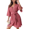 image:imageEkouaer Robes for Women Lightweight Waffle Knit Short Ruffle Bath RobeGray Purple