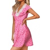 image:imageEkouaer Satin Nightgowns for Women Lace Nightgown Short Sleeve NightshirtRose Pink Leopard