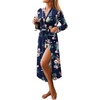 image:imageEkouaer Women Kimono Robes Full Length Knit Bathrobe Lightweight SleepwearFloral Navy