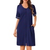 image:imageEkouaer Women Zipper Robe Short Sleeves Housecoat Bathrobes Zip Up RobeNavy Blue