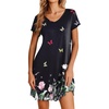 image:imageEkouaer Womens Nightgown Short Sleeve Night Gowns Soft Ruffled Sleep ShirtButterfly Flower