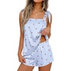 image:imageEkouaer Womens Silk Pajama Set Bow Tie Knot Tank Top Satin Pjs Sets SXXLCherry Blue Plaid