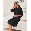 image:imageEkouaer Zipper Robes for Women 34 Sleeve Housecoats with PocketsAblack