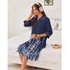 image:imageEkouaer Zipper Robes for Women 34 Sleeve Housecoats with PocketsBlue Floral
