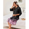 image:imageEkouaer Zipper Robes for Women 34 Sleeve Housecoats with PocketsCherry Blossoms