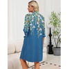 image:imageEkouaer Zipper Robes for Women 34 Sleeve Housecoats with PocketsDeep Blue Floral