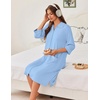 image:imageEkouaer Zipper Robes for Women 34 Sleeve Housecoats with PocketsLight Blue