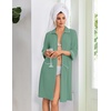 image:imageEkouaer Zipper Robes for Women 34 Sleeve Housecoats with PocketsMint Green