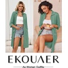image:imageEkouaer Zipper Robes for Women 34 Sleeve Housecoats with PocketsMint Green