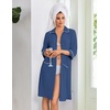image:imageEkouaer Zipper Robes for Women 34 Sleeve Housecoats with PocketsNavy