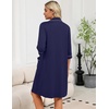 image:imageEkouaer Zipper Robes for Women 34 Sleeve Housecoats with PocketsNavy Blue