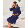 image:imageEkouaer Zipper Robes for Women 34 Sleeve Housecoats with PocketsNavy Blue