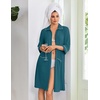 image:imageEkouaer Zipper Robes for Women 34 Sleeve Housecoats with PocketsTurquoise