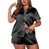 image:imageEkouaer Womens Silk Satin Pajamas Set Short Sleeve Sleepwear S5X Plus SizeBlack