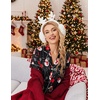image:imageEkouaer Womens Silk Satin Pajamas Set Short Sleeve Sleepwear S5X Plus SizeBlack Christmas Snonman Print