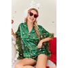 image:imageEkouaer Womens Silk Satin Pajamas Set Short Sleeve Sleepwear S5X Plus SizeGreen Christmas Print