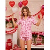 image:imageEkouaer Womens Silk Satin Pajamas Set Short Sleeve Sleepwear S5X Plus SizeValentines Cake