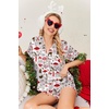 image:imageEkouaer Womens Silk Satin Pajamas Set Short Sleeve Sleepwear S5X Plus SizeWhite Christmas Print
