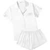 image:imageEkouaer Womens Silk Satin Pajamas Set Short Sleeve Sleepwear S5X Plus SizeWhite With White Piping