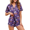 image:imageEkouaer Womens Silk Satin Pajamas Set Short Sleeve Sleepwear S5X Plus SizePurple Halloween Print