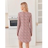 image:imageEkouaer 2 Pack Long Sleeve Nightgown for Women Crew Neck Pleated SleepshirtBlack Floral Leaf Pink Floral Leaf