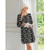 image:imageEkouaer 2 Pack Long Sleeve Nightgown for Women Crew Neck Pleated SleepshirtBlack Floral Leaf Pink Floral Leaf