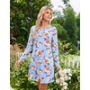 image:imageEkouaer 2 Pack Long Sleeve Nightgown for Women Crew Neck Pleated SleepshirtBlack FlowerBlue Flower