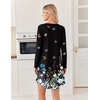 image:imageEkouaer 2 Pack Long Sleeve Nightgown for Women Crew Neck Pleated SleepshirtBlackBlack Butterfly