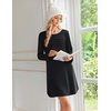 image:imageEkouaer 2 Pack Long Sleeve Nightgown for Women Crew Neck Pleated SleepshirtBlackBlack Butterfly