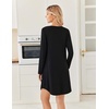 image:imageEkouaer 2 Pack Long Sleeve Nightgown for Women Crew Neck Pleated SleepshirtBlackCherry Blossoms