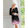 image:imageEkouaer 2 Pack Long Sleeve Nightgown for Women Crew Neck Pleated SleepshirtBlackCherry Blossoms